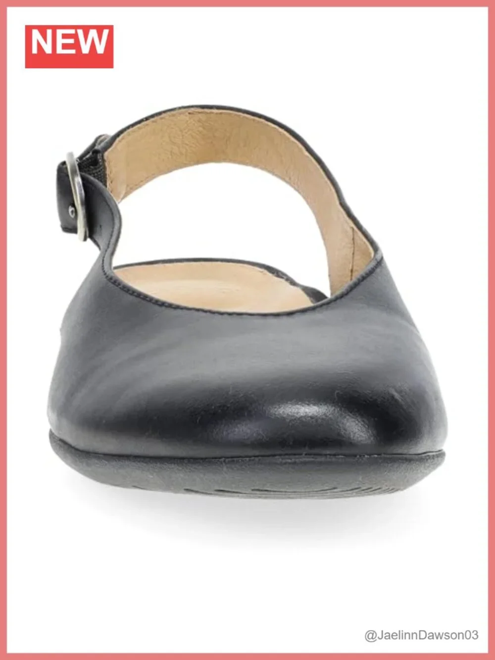 Leather Slingback Flats with Memory Foam Cushioned Insole